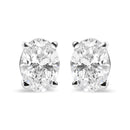 14K White Gold 3/4 Cttw Oval Shape Lab Grown Diamond Solitaire Stud Earrings (F-G Color, VS1-VS2 Clarity)
