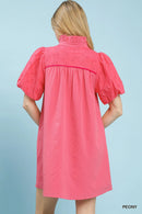 Umgee Puff Sleeve Textured Babydoll Dress