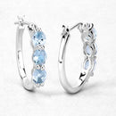 1.75 Carat Genuine Aquamarine and White Diamond .925 Sterling Silver Earrings