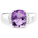 2.65 Carat Genuine Amethyst and White Topaz .925 Sterling Silver Ring