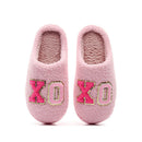 Warm Grid Letter Cotton Women's Slippers