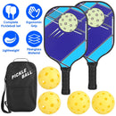 Pickleball Set 2 Fiberglass Paddles 4 Outdoor Indoor Balls Portable Carry Bag 2 Cooling Towel Lightweight Ergonomic Grip for Beginners Pros