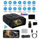 Night Vision Goggles 4K Full-Color BinocularsÊ10XÊZoom with 2624ft Viewing Range 3\'\' Screen 64G MMC Card WIFI APP Control Save Photo and Video for C