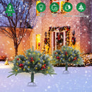 2Pcs Christmas Tree Urn Filler With Light Artificial Lighted Xmas Trees Light with Cones Berries Holiday Planter Filler LED Pathway Pine Tree IP44 Wat