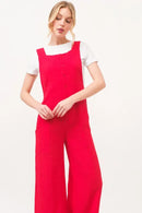 And The Why Gauze Loose Fit Tied Back Overalls