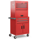 3-in-1 6-Drawer Rolling Tool Chest Storage Cabinet with Universal Wheels and Hooks