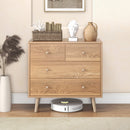 4-Drawer Dresser Cabinet Storage Organizer Rubber Leg with Rail-Natural
