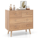 4-Drawer Dresser Cabinet Storage Organizer Rubber Leg with Rail-Natural