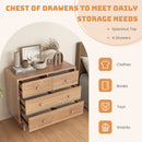 4-Drawer Dresser Cabinet Storage Organizer Rubber Leg with Rail-Natural