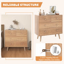 4-Drawer Dresser Cabinet Storage Organizer Rubber Leg with Rail-Natural