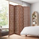 4-Panel Solid Wood Room Divider Folding Partition Stand