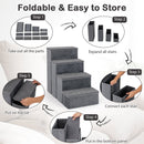 4-Step Dog Stairs Non-slip Foldable Dog Ramp with Adjustable Steps-Grey