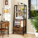 4-Tier Ladder Shelf with 2 Drawers 52.5 Inch Tall Freestanding Bookcase