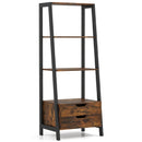 4-Tier Ladder Shelf with 2 Drawers 52.5 Inch Tall Freestanding Bookcase