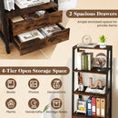 4-Tier Ladder Shelf with 2 Drawers 52.5 Inch Tall Freestanding Bookcase