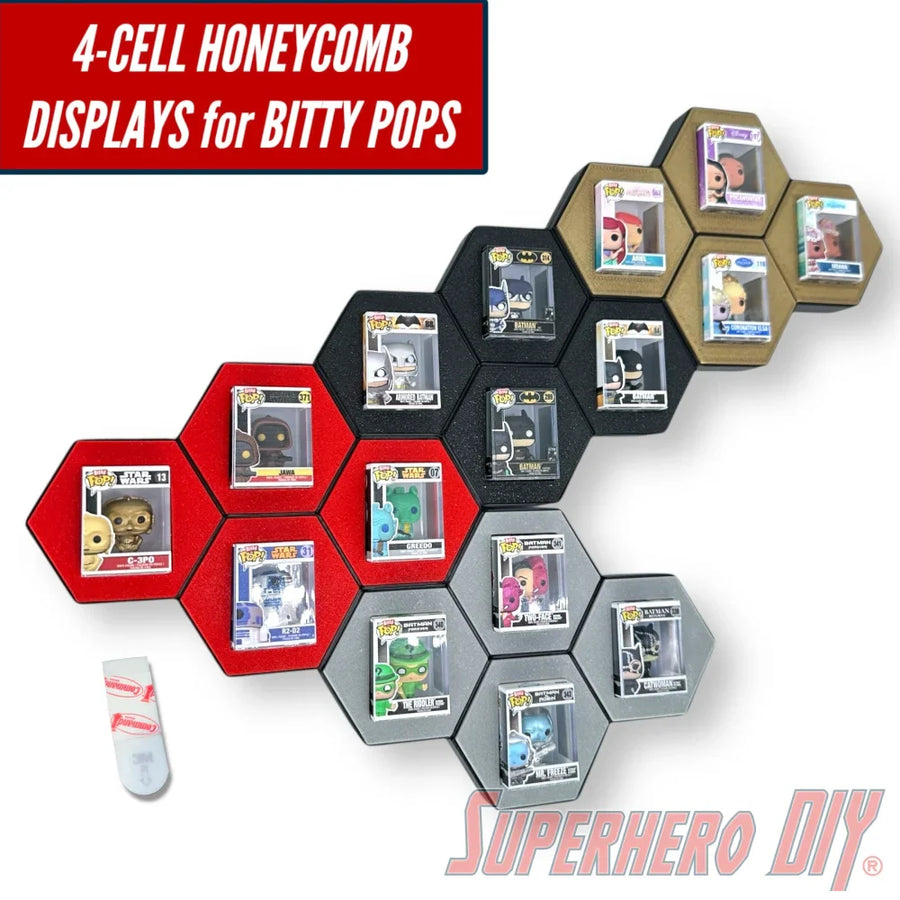 4-CELL Honeycomb Wall Display for Bitty Pops | Organize Bitty Pops for easy display!
