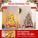 4.5/6/7 Feet Pre-Lit Snow Flocked Christmas Tree with Warm White LED Lights