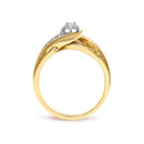 14K Yellow Gold 1/4 Cttw Round Diamond Wave Motif Bypass Ring