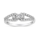 10K White Gold 1/2 Cttw Round Cut Diamond Three Stone Split Shank Band Ring (H-I Color, SI1-SI2 Clarity) - Size 6