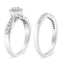 .925 Sterling Silver 1/3 Cttw Diamond Halo and Pave Shank Engagement Ring Set (I-J Color, I3 Clarity) - Ring Size 7