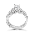 14K White Gold Lab Grown Diamond 1.0 Cttw Vintage Style Engagement Ring and Band Set - Ring Size 5