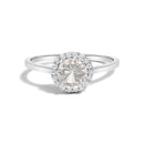 10K White Gold Purple Amethyst and 1/10 Cttw Diamond Halo Ring
