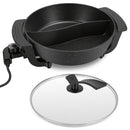 6L Electric Hot Pot with Divider 1100W Dual-Flavor Pot Shabu Shabu Pot Non-Stick with 5-Temp Control for Shabu Shabu Fondue Perfect for Family Gatheri