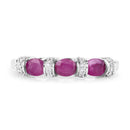 0.73 Carat Genuine Ruby and White Diamond 14K White Gold Ring