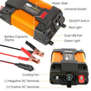 500W Continuous Power Inverter DC 12V To AC 110V Car 4000w Peak Power Inverter w/ Dual 5V 2.1A USB Ports For RV Caravan Truck Laptop
