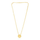 14k Yellow Gold High Polish Circle Disc Paperclip Link Necklace