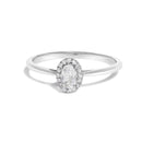 10K White Gold 5X3MM Oval Purple Amethyst and Diamond Accent Halo Ring (I-J Color, I1-I2 Clarity) - Ring Size 6.5