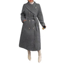 New Winter Womens Double-breasted Wool Coat With An Asymmetrical Collar