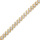 14K Yellow Gold Plated .925 Sterling Silver 1/2 Cttw Round Miracle-Set Diamond S-Curve Tennis Bracelet (I-J Color, I3 Clarity) - 7"
