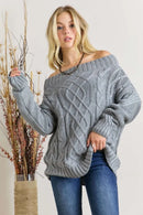 ADORA Cable Knit Off Shoulder Sweater