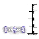 1.40 Carat Genuine Tanzanite and White Topaz .925 Sterling Silver Ring