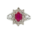 1.65ct Ruby Diamond Ring 14KT White Gold