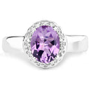 1.68 Carat Genuine Amethyst and White Topaz .925 Sterling Silver Ring