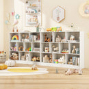 41 inches Wooden Toy Storage Organizer with 10 Cubes for Classroom Daycare Nursery Kindergarten-White
