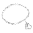 .925 Sterling Silver 1/4 Cttw Diamond-Accented Heart and Ribbon Charm 7" Link Chain Bracelet (H-I Color, I1-I2 Clarity)
