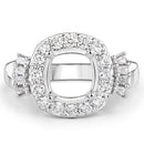 0.73 Carat Genuine White Diamond 14K White Gold Semi Mount Ring - holds 8x8mm Cushion Gemstone