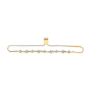 14K Yellow Gold Plated .925 Sterling Silver Diamond Accent Heart and Wave Link Bolo Bracelet (I-J Color, I2-I3 Clarity) - 6" to 9" Adjustable