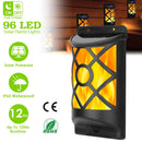 Flame Solar Lights Outdoor 96 LEDs Waterproof Flickering Flame Wall Mount Lamp Auto On Off Sensor Decorative Landscape Night Lamp For Deck Patio Yard