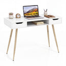 42.5" Mid Century Modern Writing Desk with Metal Leg and Drawers