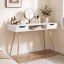 42.5" Mid Century Modern Writing Desk with Metal Leg and Drawers