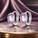 925 Sterling Silver Earrings with Transparent Glass, 12x7mm, for Women