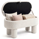 42 Inch Storage Ottoman Bench Corduroy Fabric Upholstered Foot Stool