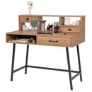42-Inch Vanity Desk with Tabletop Shelf and 2 Drawers-Natural