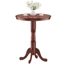 42 Inch Wooden Round Pub Pedestal Side Table with Chessboard