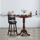 42 Inch Wooden Round Pub Pedestal Side Table with Chessboard