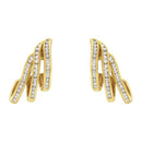 10K Yellow Gold 1.0 Cttw Round Brilliant Cut Diamond Spiral Multi Row Channel Set Open Hoop Pushback Stud Earrings (H-I Color, I1-I2 Clarity)